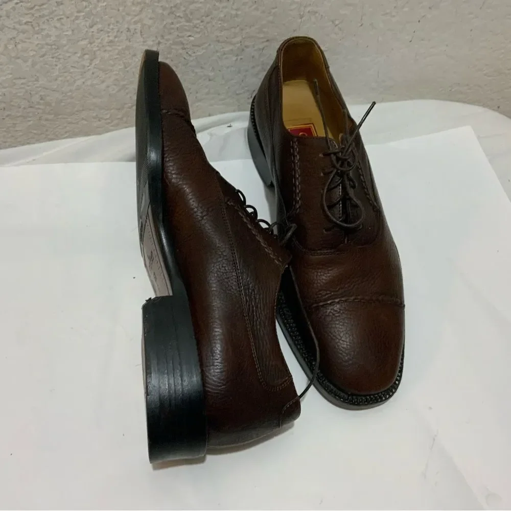 Cole  HAAN men’s shoes Oxford leather brown vibram soles 6.5 E made in Italy